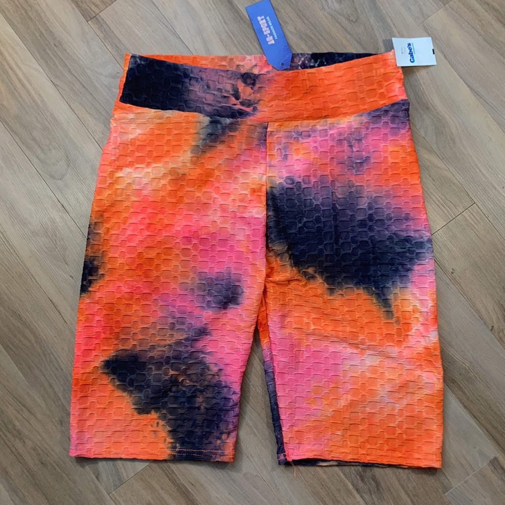 3/$15 Tie dye print honeycomb stretch longer short size 2X jrs